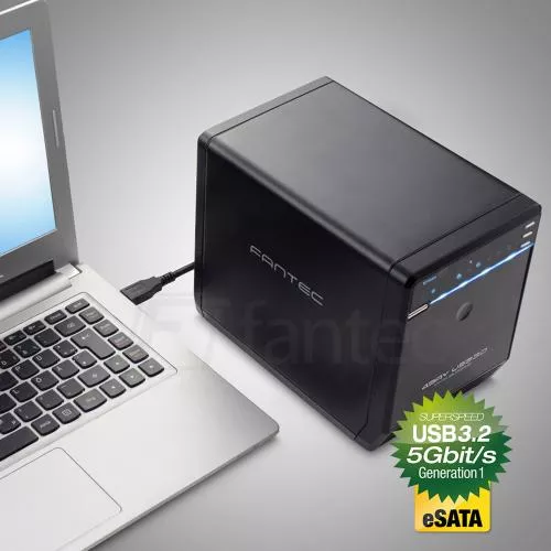 Fantec QB-35US3R Gehäuse 4x 3,5" USB3.0/eSATA mit RAID schwarz für SATA HDD