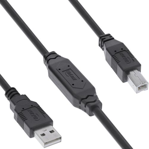 InLine® USB 2.0 Aktiv-Kabel, USB-A Stecker zu USB-B Stecker