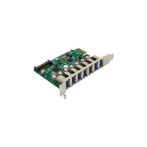 InLine® Schnittstellenkarte, 7x USB-A 3.2 Gen.1, PCIe, mit SATA Stromanschluss