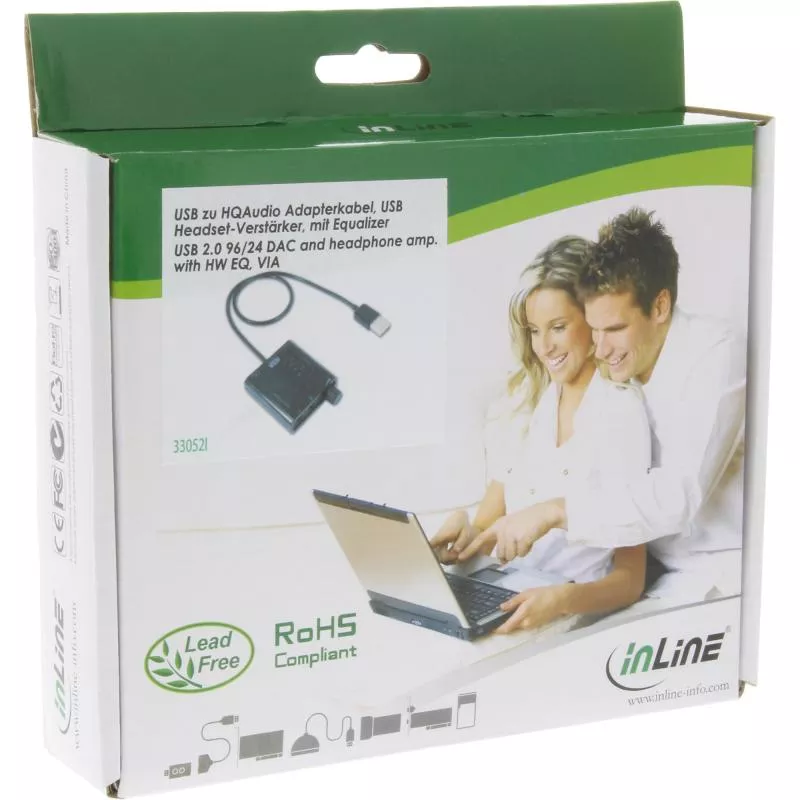 InLine® USB zu HQ Audio Konverterkabel USB Headset-Verstärker mit Equalizer und optischem Audioausgang