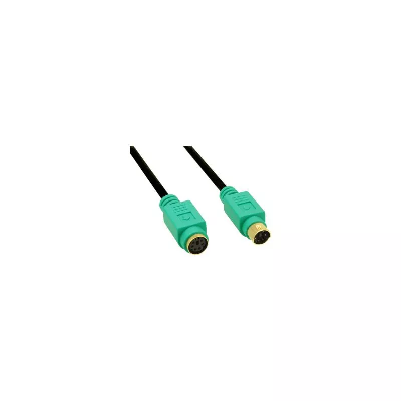 InLine® PS/2 Verlängerung Stecker / Buchse PC99 Kabel schwarz Stecker grün Kontakte gold 3m