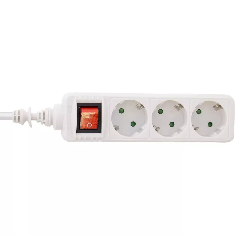 InLine® Steckdosenleiste 3-fach Schutzkontakt mit Schalter 1,5m weiß
