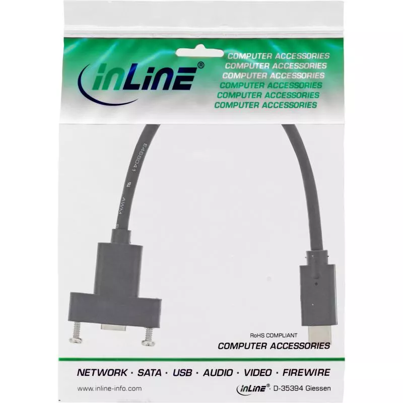 InLine® USB 3.2 Gen.2 Adapterkabel, Stecker C auf Einbaubuchse C, 0,20m