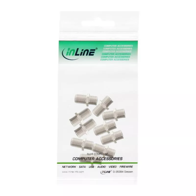 InLine® SAT F-Verbinder (Doppelbuchse, F-Kupplung) 10er Pack