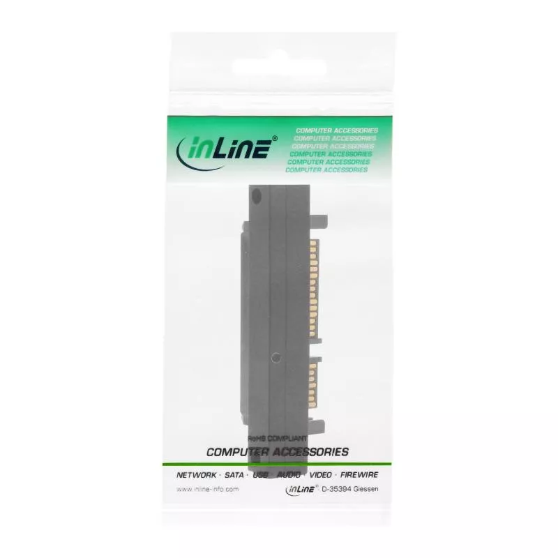 InLine® SATA Adapter Stecker / Buchse, 22pol. (15+7), abwärts gewinkelt