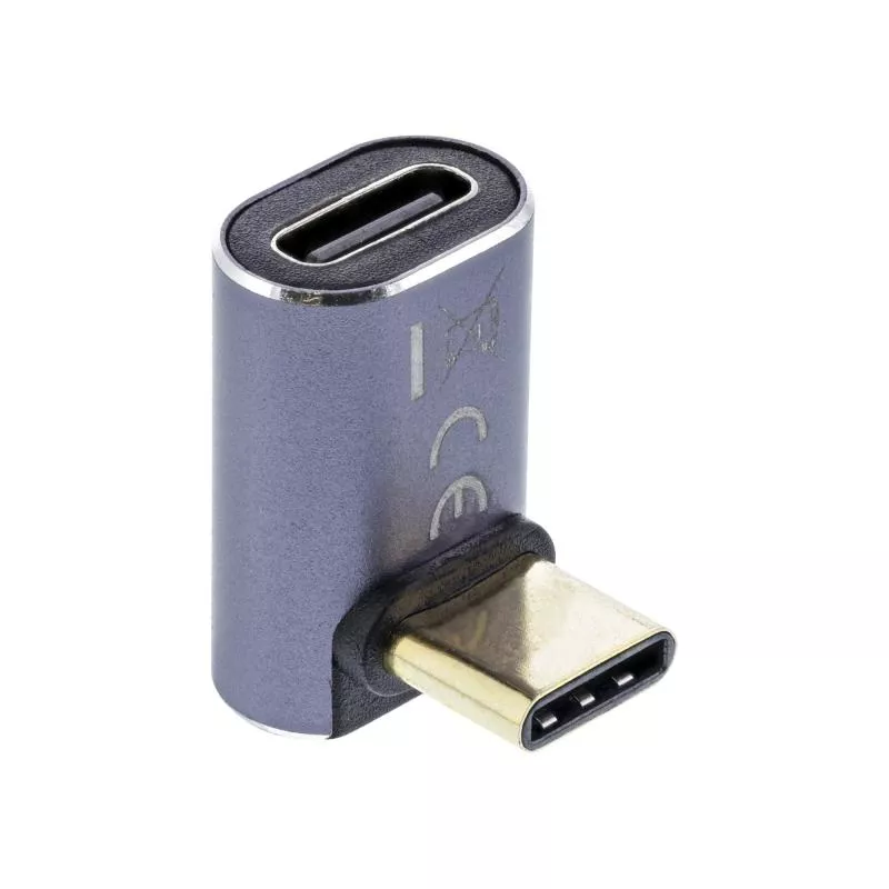InLine® USB4 Adapter, USB Typ-C Stecker/Buchse oben/unten gewinkelt, Aluminium, grau