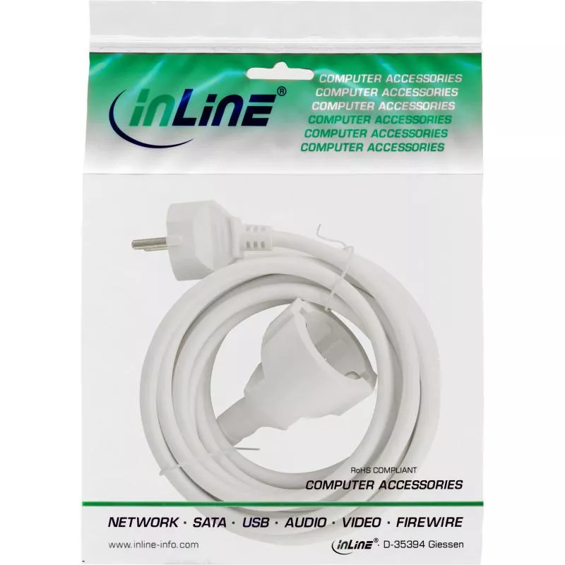 InLine® Strom-Verlängerung Schutzkontakt Stecker / Buchse weiß 15m